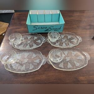 Anchor Hocking Elegant Glass Snack Set with Grapevine Design Vintage